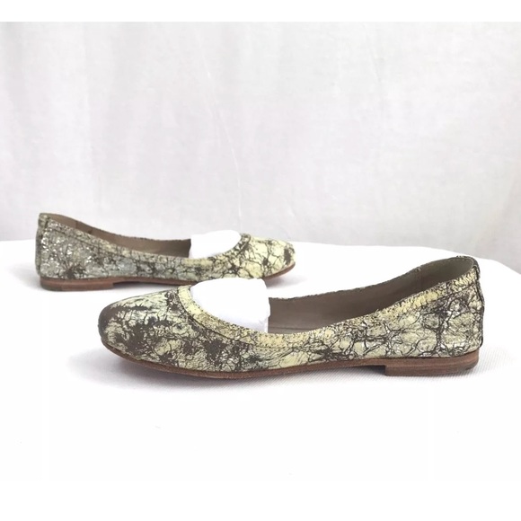 New Frye Leather Ballet Carson Crackle Flats - Picture 3 of 8